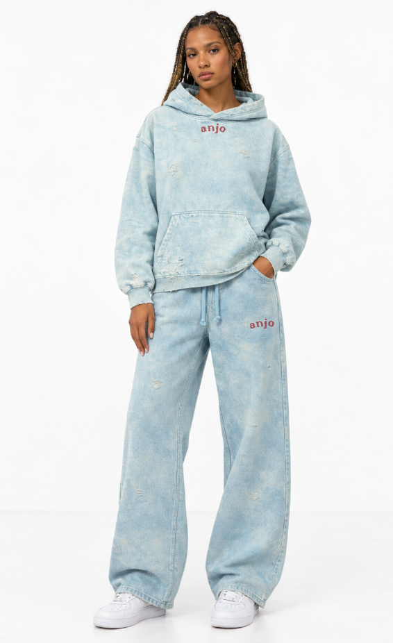 AZURE WIDE-LEG SWEATPANTS